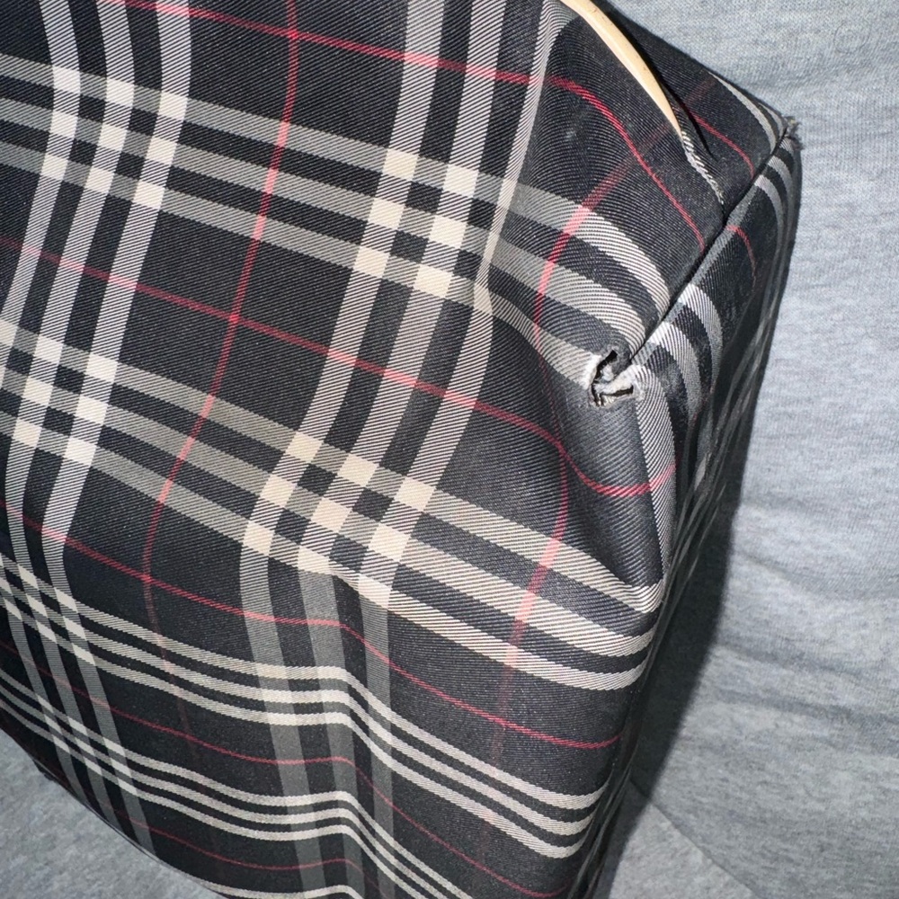 Burberry Black Canvas Vintage Check & Leather Tote Shoulder Handbag Purse Italy - Picture 14 of 14